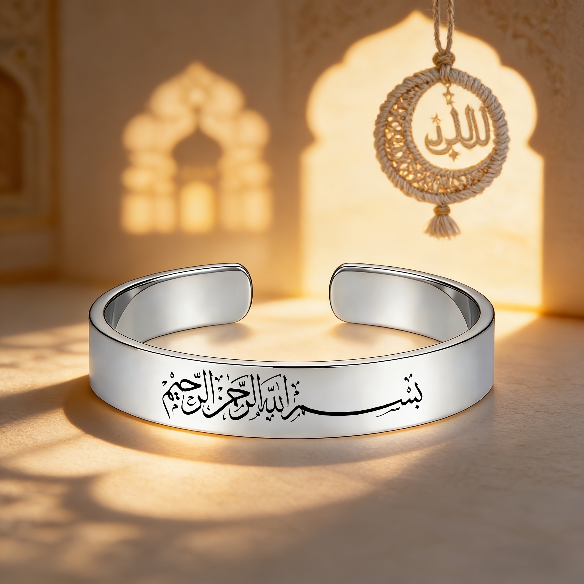 Islamic Culture Inspired 304 Stainless Steel Open Bangle